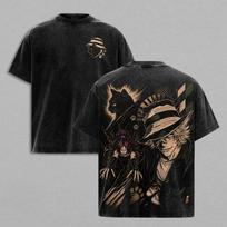 Urahara Kisuke BLEACH T-shirt Men Women Clothing Anime Vintage Washed T Shirt Summer Harajuku Casual Loose Cotton Tees Clothes S black