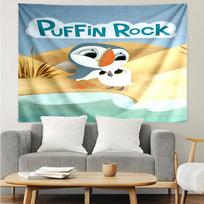 Puffin Rock Print Tapestry, Backdrop, Easy Setup, Ideal for Bedroom, Office & Living Room, with Aesthetic Wall Hanging Decor. 100cmx150cm gray