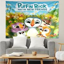 Puffin Rock Print Tapestry, Backdrop, Easy Setup, Ideal for Bedroom, Office & Living Room, with Aesthetic Wall Hanging Decor. 100cmx150cm