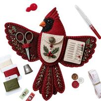 Gift for Sewing Enthusiasts Bird Shaped Felt Organizer DIY Kit, Portable Decorative Crafts Pouch Storage Bag Kit with Scissor Slot And Needle A gray