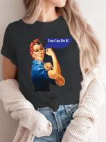 Galime tai padaryti raidžių spaudinio marškinėliai MoUnisex Humoras Įspėjimas Unisex marškinėlis Mielas Camisa trumpomis rankovėmis Camisetas Mujer Gotikiniai Y2k viršutiniai drabužiai Unisex M brown