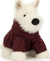 Pliušinis žaislas šuniukas JELLYCAT Munro Scottie Dog Winter Jumper Outfit