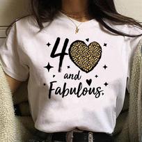 40 Ans 40th Years Birthday t shirt women Y2K Japanese Tee female graphic comic clothing S gray