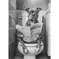 French Bulldog Sitting on Toilet Poster Corgi in Bathtub Canvas Painting Wall Art Black and White Print Bathroom Wall Decor 21cm×30cm NoFrame gray