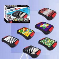 Multifunctional 6-in-1 Family Board Game Collection - Chess, Backgammon, Chinese Checkers, Ludo, Snakes & Ladders, Checkers black