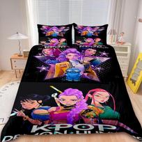3pcs Duvet Cover Set D-Demon H-Hunters K-pop Bedding Set Comforter Cover Twin Full Size with 2 Pillocase Gifts Decor EU Single 135x200cm white
