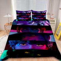 3pcs Duvet Cover Set D-Demon H-Hunters K-pop Bedding Set Comforter Cover Twin Full Size with 2 Pillocase Gifts Decor EU Single 135x200cm white