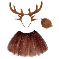 Helovino elnio persirengimo kostiumai Kalėdinė elnio ausų lankelis moterims merginoms Cosplay Kalėdinio elnio kostiumo aksesuarai brown
