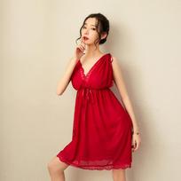 erotic underwear, nightgown V-neck sleeveless sexy lace lace perspective seduction One size fits all