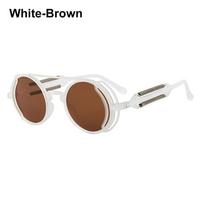 Fashion Punk UV400 Protection Steampunk Sunglasses Men's Eyewear Sun Glasses Round Sunglasses white