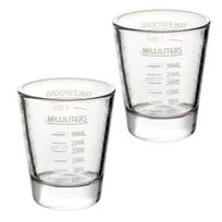 Stikliukai Matavimo puodeliai Espresso Džigeris su skale Sunkūs stikliniai puodeliai virtuvės baro aksesuarai kepimui gaminimui 2pcs balta