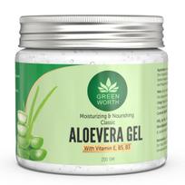GREEN WORTH Pure Aloe Vera Gel for face, skin and hair | with Vit B3, E and Pro-Vit B5 | 200 gms