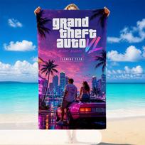 Quick Dry Beach Towel GTA Pattern, Lightweight Absorbent Towel for Pool Beach Vacation Use 70cmx140cm(27x55inch)