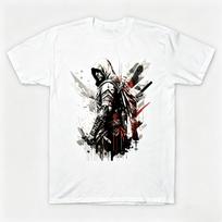 Summer Assassin creed black flag Graphic men's cotton T-Shirt Men  Casual Loose Fashion Funny Round M black