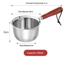 Stainless Steel Hot Oil Pan Hot Butter Warmer Flat Bottom Oil Splash Pan Saucepan For Boiling Milk Sauce Gravies 150/200/300Ml 300ML gray