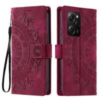 for Xiaomi POCO X5 Pro 5G Mandala Embossed PU Leather Flip Wallet Phone Case POCO X5 Pro 5G raudona