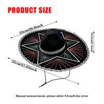 Mexican Sombrero Hat Large Brim Traditional Dress Up Headwear Sombrero Hats For Halloween Masquerade Party Cosplay juoda