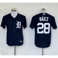 Unisex MLB Detroit Tigers beisbolo marškinėliai Baez 28 Cabrera 24 Siuvinėti Balti Juodi Trumpomis Rankovėmis Sportiniai Marškinėliai Small gray