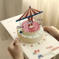 Gimtadienio atvirukai 3D Pop-Up atvirukas Gimtadienio tortas Atvirukai su voku Gimtadienio dovanos šeimai, draugams, mylimiesiems raudona