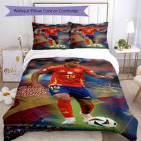 Lamin Yamal Customize With Your Name Bedding Set Breathable Duvet Cover With Pillowcases Decorative Bed Linen For Bedroom Home Decoration Birthday Gif 135cmx200cm white