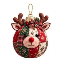 Fabric Ball Crafting Set Christmas Patchwork DIY Kit, Ornament Sewing Xmas Supplies for Family Craft Kit Adults, Handmade Holiday Tree Decoration Home B brown