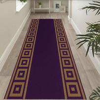 Violetinis ir auksinis takelis Geometrinis koridoriaus kilimas Medvilninis austas virtuvės ir miegamojo namų dekoras Ilgas kilimas 50x150CM
