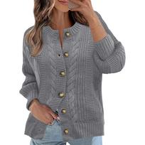 Women's Fashionable Oversized Long-Line -Colour Fleece-Lined Long-Sleeved Coat XXL gray