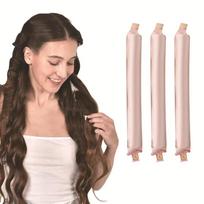 Heatless Hair Curlers Satin Curling Rod Headband No Heat Silk Curls Lazy Hair Rollers Soft Hair Curler to Sleep In Styling Tools beige
