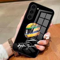 Ayrton Senna F1 Phone Case For Samsung S25 Edge Ultra S23 S22 S21 S20 Ultra Plus S24 Fe A54 A53 A25 Glass Cover Samsung S25 gray