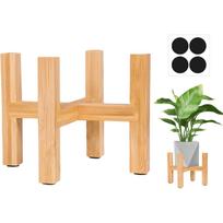 Wooden Plant Stand, Mid Century Modern Plant Pot Stand for Indoor Outdoor, Home Garden Office, Fits up to 21.5cm Pots, Flower Pot Holder smėlis