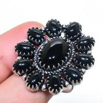 Natural Black Onyx Gemstone 925 Sterling Silver Jewelry Ring Size 8 AR-17092 gray