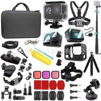 GoPro Hero 13 Kit: Waterproof Case, Silicone Cover, Bike Mount, Selfie Stick, Head & Chest Straps gray