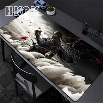 Large Computer Gamer Table Mat Ghost of Tsushima Samurai  Mouse Pad Laptop Desk Mats PC Mousepad Non-slip Rubber keyboard Pads 30cmx60cm(11.8x23.6inch) gray