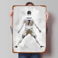 Cristiano Ronaldo Soccer Art Printed Poster Customized Wall Art Retro Vintage Metal Tin Signs for Home Decoration Bedroom Decor 30x40cm(11.8x15.7inch) white