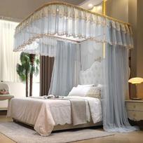 Thickened U-Shaped Mosquito Net Tent: Rail-Type, Three-Door, Princess Style for Home Use (1.8/1.2 Bed) 1.2x2.0m Bed - Thickened Painted Frame