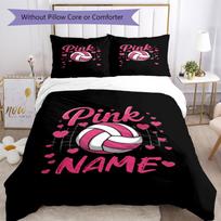 3pcs Custom Name volleyball Bedding Set Duvet Cover Closure Includes 1 Duvet Cover & 2 Pillowcases, Soft and Comfortable for All Seasons. 135cmx200cm white