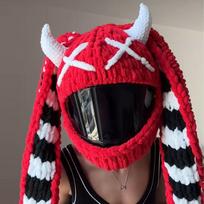 New Plush Motorcycle Helmet Cover for Full Rabbit Plush Helmet Covers for Christmas Gifts Moto Helmet Decoration Accessories I