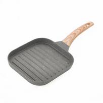 Square Grill Pan Compact Gas-Safe for Singles tamsiai pilka spalva