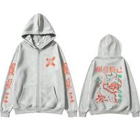 Anime My Hero Academia Bakugou Katsuki Merch Zipper Hoodie Men's Clothing Cartoon Oversized Hoodies Male Vintage Zip Up Jacket XXL white