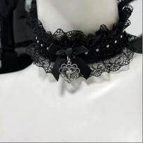 Lolita Cat Ear Bow Choker Necklace for Women juoda