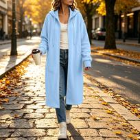 Women's Stylish Hooded Sweatshirt Color Long Sleeve Casual Pullover S šviesiai mėlyna spalva