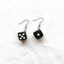 Creative Fun Earrings, Handmade Funny Mahjong & Dice Earrings, Cute Stylish Drop Earrings for Women black