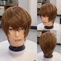 Anime Yagami Light Cosplay Wig 30cm Short Dark Brown Wigs Heat Resistant Synthetic Hair Halloween Free Wig Cap One Size brown