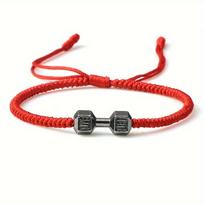 Fashion Men'S Dumbbell Bracelet Classic Red Black Rope Handmade Braided Wristband for Women Men Yoga Jewelry Gift red
