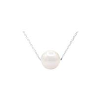 Necklace - PEARLS & COLORS - Round freshwater cultured pearl - White pearl 7-9mm - 925 Sterling Silver - AAA+ Quality