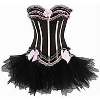 Women Shapewear And Puffy Tutu Skirt Set Halloween Cosplay Ballet Leotard Costume 4XL rožinė