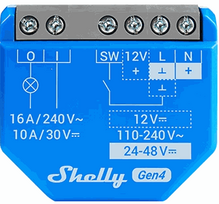 Shelly 1PM Gen4 flush-mount relay, max 16A, 1 channel, Wi-Fi, Matter, Bluetooth, Zigbee smart switch, 4-pack