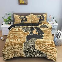 Senovės Egipto antklodės užvalkalų komplektas Egipto simbolių patalynės komplektas Vintage faraono piramidės Boho genčių poliesterio antklodės užvalkalas 2/3 vnt Karalienė 70x133cm 2pcs black