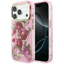 GUESS IML Glitter Blossom Roses MagSafe Case for iPhone 18 Pro Max / 17 Pro Max pink
