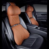 Prabangaus automobilio kaklo pagalvėlių rinkinys Odinė siuvinėta juosmens atrama nugarai juosmeniui Pagalvėlė kelioninei automobilio sėdynei galvos atrama Black Headrest brown